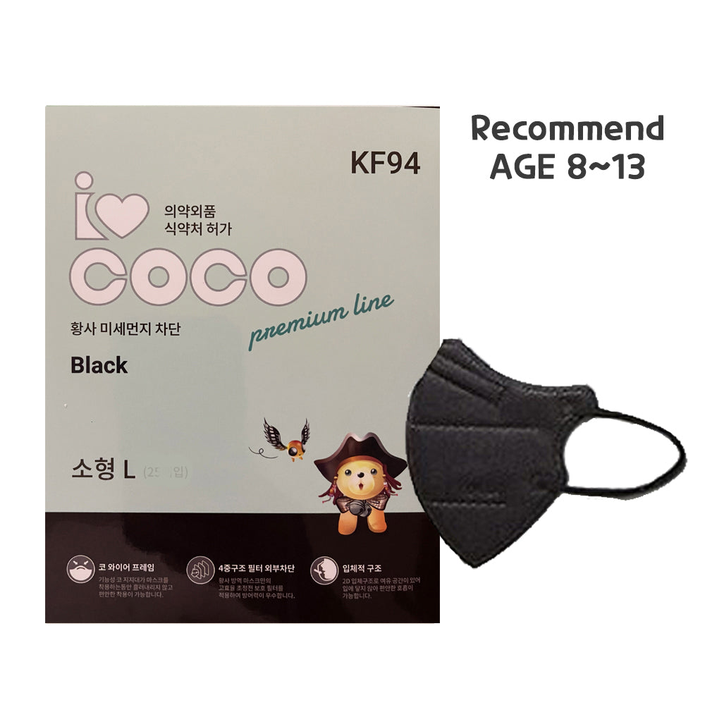 [SOLD OUT] ICOCO KF94 SMALL-L BLACK KIDS MASK